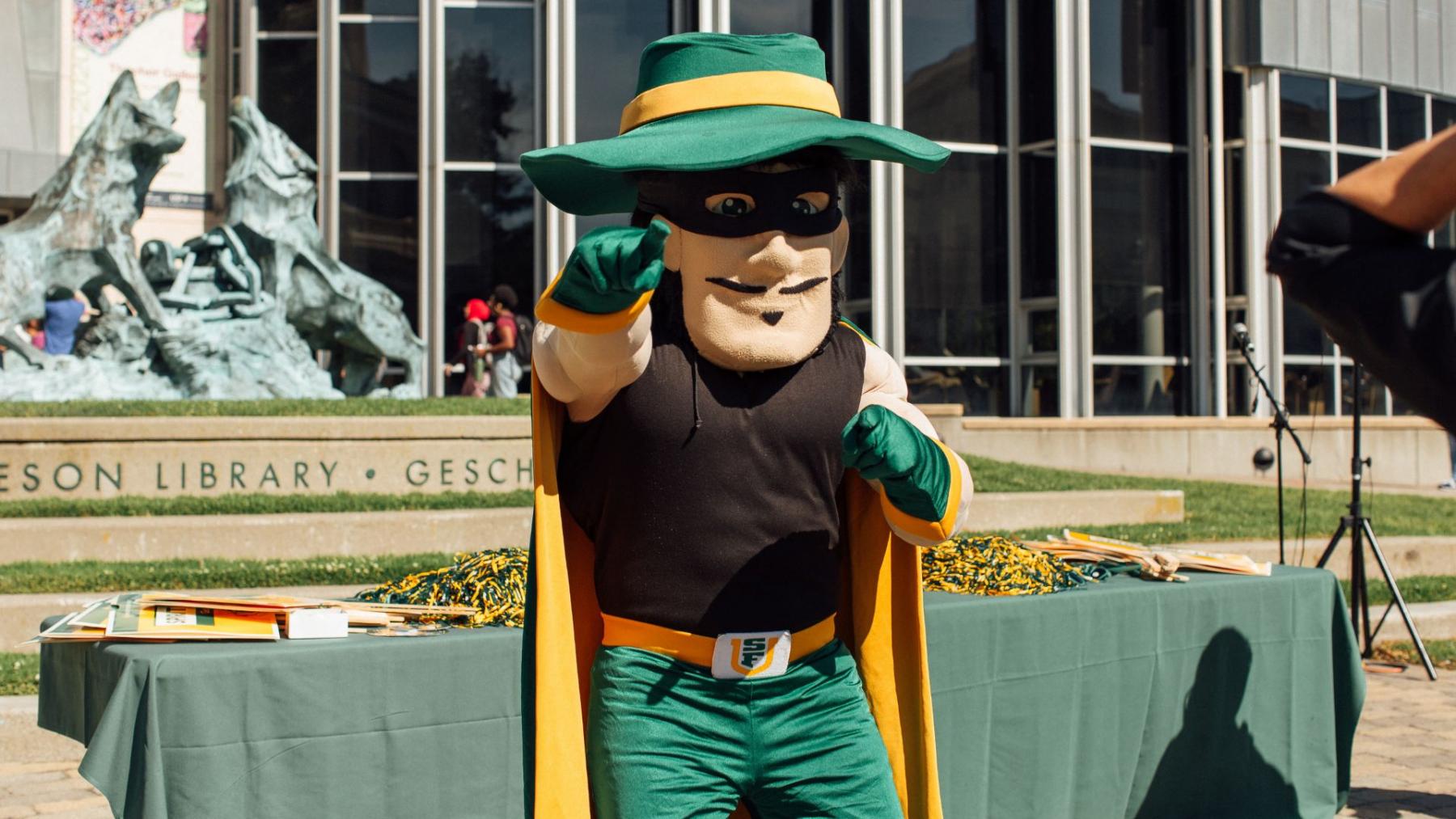 dons mascot pointing at you